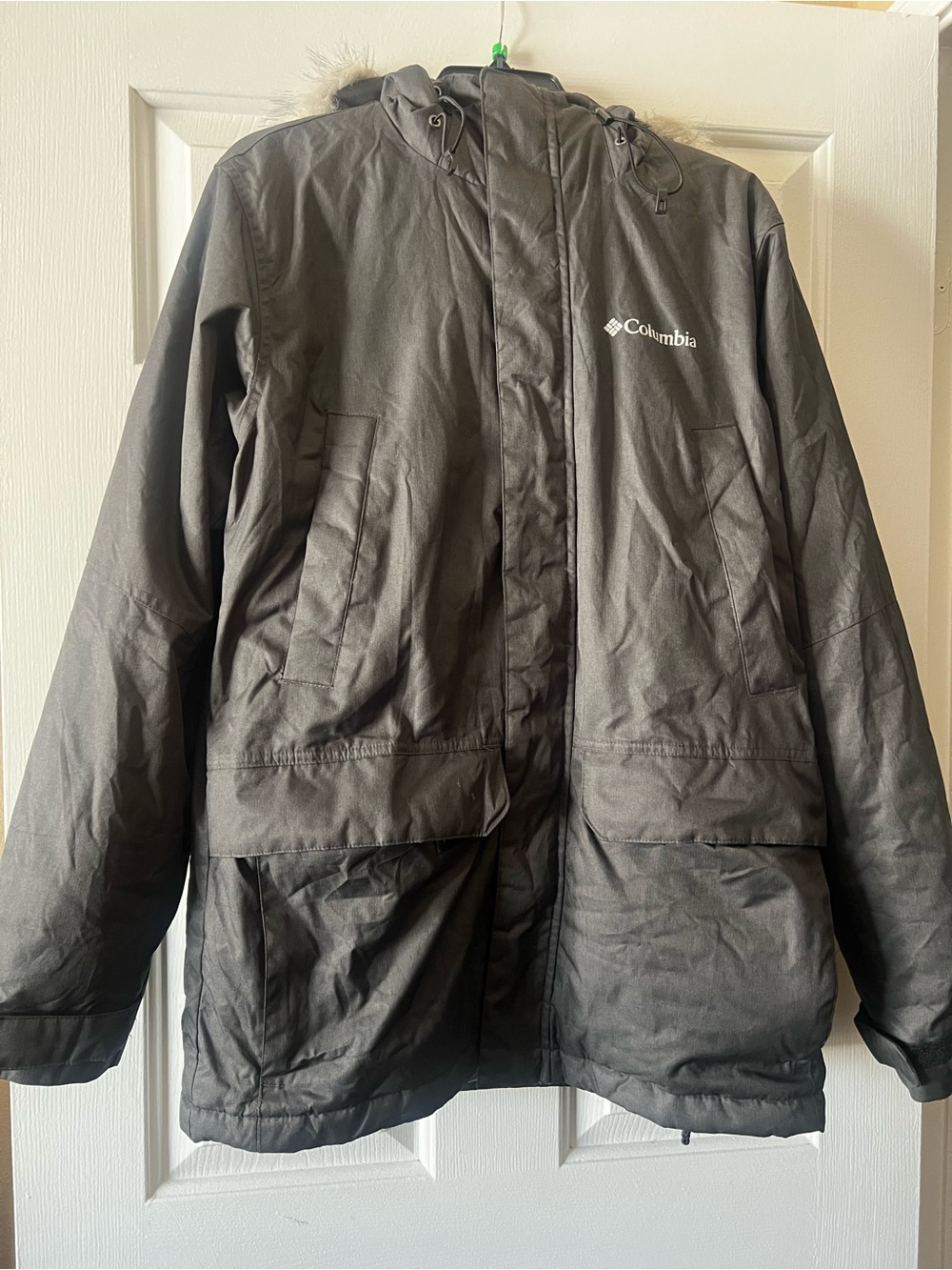 Columbia Black Hooded Winter Jacket with Fur Trim